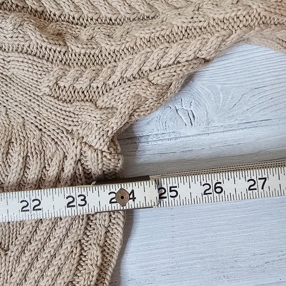 Vertical Design Camel Cream Eggshell Cable Knit Sweater w/ Front Pockets EUC! XL - Picture 9 of 12
